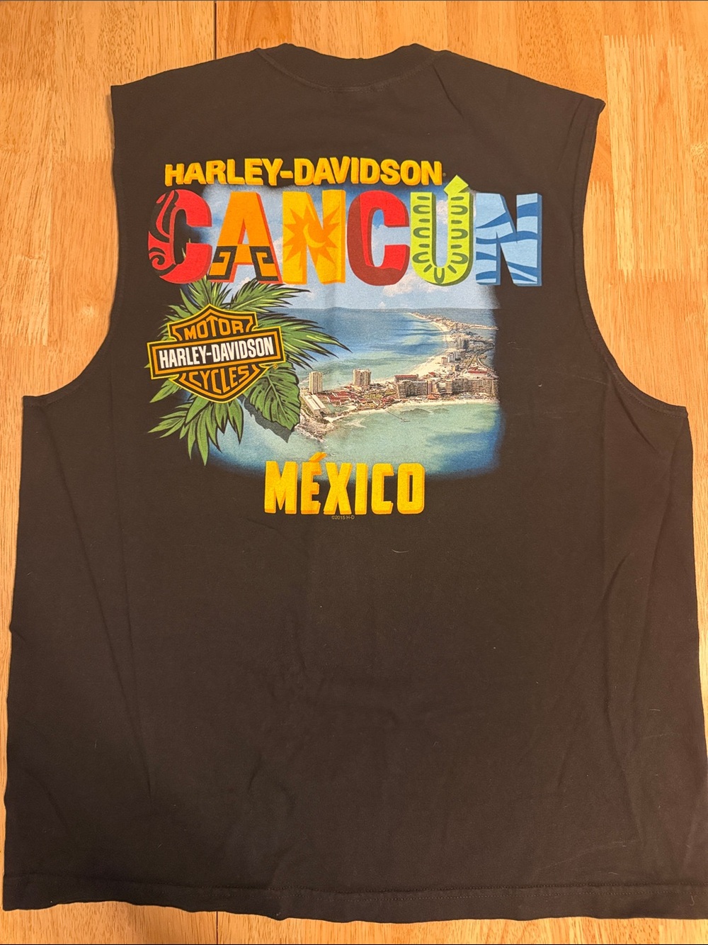 Harley-Davidson Black Cancun Logo Sleeveless Tee - Picture 2 of 2